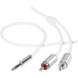 SpeaKa Professional SP-7870524 cinch / jack audio kabel [2x cinch zástrčka - 1x jack zástrčka 3,5 mm] 1.50 m bílá SuperSoft opletení