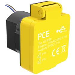 PCE U25050 zásuvka na omítku s nabíjením přes USB IP54 žlutá