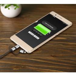 Renkforce USB kabel USB 2.0 USB-A zástrčka, USB-C ® zástrčka, USB Micro-B zástrčka, Apple Lightning konektor 1.00 m tmavě šedá opletený RF-3335108