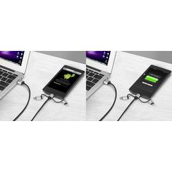 Renkforce USB kabel USB 2.0 USB-A zástrčka, USB-C ® zástrčka, USB Micro-B zástrčka, Apple Lightning konektor 0.25 m tmavě šedá opletený RF-3335106