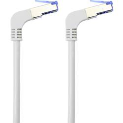 Renkforce RF-4892474 RJ45 síťové kabely, propojovací kabely CAT 6A S/FTP 1.00 m šedá 90° zatočeno dolů 1 ks