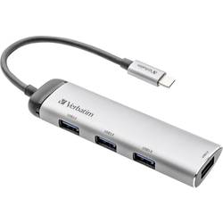 Verbatim 4 porty USB 3.0 hub s konektorem USB C, LED ukazatel šedá