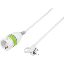 Renkforce 1362918 napájecí prodlužovací kabel, bílá, zelená, 5.00 m, s přepínačem