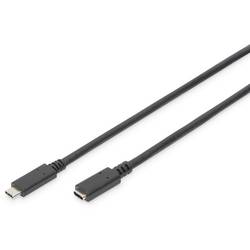 Digitus USB kabel USB 2.0 USB-C ® zástrčka, USB-C ® zásuvka 2.00 m černá flexibilní provedení, fóliové stínění, stínění pletivem AK-300210-020-S