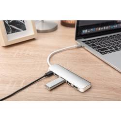 Digitus DA-70242-1 4 + 1 port USB Hub s portem pro rychlé nabíjení, s konektorem USB C, s hliníkovým krytem stříbrná
