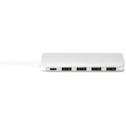 Digitus DA-70242-1 4 + 1 port USB Hub s portem pro rychlé nabíjení, s konektorem USB C, s hliníkovým krytem stříbrná