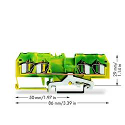 WAGO 281-657/999-950 svorka ochranného vodiče 6 mm pružinová svorka osazení: Terre zelená, žlutá 50 ks