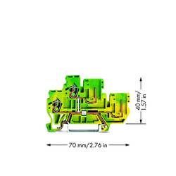 WAGO 870-107 dvojitá hlavní svorka 5 mm pružinová svorka osazení: Terre zelená, žlutá 50 ks