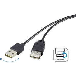 Renkforce USB kabel USB 2.0 USB-A zástrčka, USB-A zásuvka 1.80 m černá oboustranně zapojitelná zástrčka, pozlacené kontakty RF-4096113