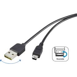 Renkforce USB kabel USB 2.0 USB-A zástrčka, USB Mini-B zástrčka 1.80 m černá oboustranně zapojitelná zástrčka, pozlacené kontakty RF-4096107