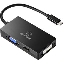 Renkforce RF-4633066 USB-C® / HDMI / DVI / VGA adaptér [1x USB-C® zástrčka - 1x VGA zásuvka, HDMI zásuvka, DVI zásuvka 24+5pólová] černá