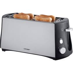 Cloer Toaster 3710 dvojitý topinkovač s vestavěnou funkcí ohřívání pečiva černá, stříbrná