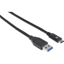 Manhattan USB kabel USB 3.2 Gen1 (USB 3.0 / USB 3.1 Gen1) USB-A zástrčka, USB-C ® zástrčka 1.00 m černá UL certifikace 353373