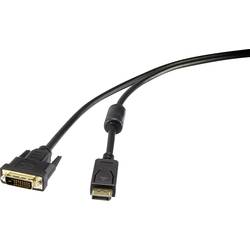 Renkforce DisplayPort / DVI kabelový adaptér Konektor DisplayPort, DVI-D 24+1pol. Zástrčka 5.00 m černá RF-4212213 lze šroubovat, pozlacené kontakty, s