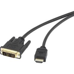 Renkforce DVI / HDMI kabelový adaptér DVI-D 18 + 1 pól Zástrčka, Zástrčka HDMI-A 1.80 m černá RF-4212216 pozlacené kontakty, lze šroubovat DVI kabel