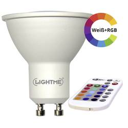 LED žárovka LightMe 220 V, 230 V, 240 V, N/A, 4.5 W = 28 W, 57 mm, RGBW, A (A++ - E) N/A měnící barvu, stmívatelná, vč. dálkového ovládání, 1 ks