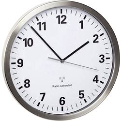 TFA Dostmann 60.3523.02 DCF nástěnné hodiny 30.5 cm x 4.3 cm, nerezová ocel, tiché hodiny (bez tikání) , funkce úspory energie