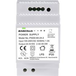 Basetech BT-2250321 síťový zdroj na DIN lištu 24 V 2.5 A 60 W Počet výstupů:2 x Obsah 1 ks