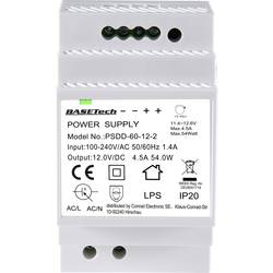 Basetech BT-2250320 síťový zdroj na DIN lištu 12 V 4.5 A 54 W Počet výstupů:2 x Obsah 1 ks