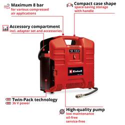 Einhell Power X-Change TE-AC 36/8 Li OF, 4020440, kompresor, 8 bar