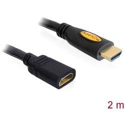 Delock HDMI prodlužovací kabel Zástrčka HDMI-A, Zásuvka HDMI-A 2.00 m černá 83080 pozlacené kontakty HDMI kabel