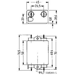 TDK B84111AB60 odrušovací filtr samozhášecí 250 V/AC 6 A 1.8 mH (d x š x v) 45 x 76.5 x 28.6 mm 1 ks
