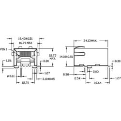 BEL Stewart Connectors S811-1X1T-06-F, RJ45 konektor, zásuvka, vestavná horizontální, počet pólů: 8P8C, poniklovaná, kov, 1 ks