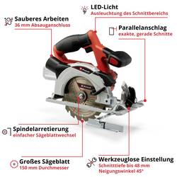 Einhell TE-CS 18/150 Li aku ruční kotoučová pila, max. řez 48 mm, akumulátor, vč. nabíječky, 18 V, 2.5 Ah, 4326429