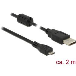 Delock USB kabel USB 2.0 USB-A zástrčka, USB Micro-B zástrčka 2.00 m černá s feritovým jádrem 84903