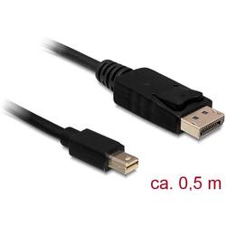 Delock Mini-DisplayPort / DisplayPort kabelový adaptér Mini DisplayPort konektory, Konektor DisplayPort 0.50 m černá 83984 pozlacené kontakty Kabel DisplayPort