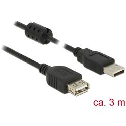 Delock USB kabel USB 2.0 USB-A zástrčka, USB-A zásuvka 3.00 m černá s feritovým jádrem 84886