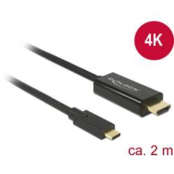 Delock USB-C® / HDMI kabelový adaptér USB-C ® zástrčka, Zástrčka HDMI-A 2.00 m černá 85259 pozlacené kontakty Kabel pro displeje USB-C®