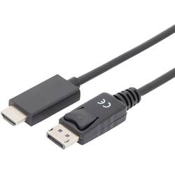 Digitus DisplayPort / HDMI kabelový adaptér Konektor DisplayPort, Zástrčka HDMI-A 1.00 m černá AK-340303-010-S třížilový stíněný Kabel DisplayPort