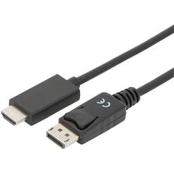 Digitus DisplayPort / HDMI kabelový adaptér Konektor DisplayPort, Zástrčka HDMI-A 2.00 m černá AK-340303-020-S třížilový stíněný Kabel DisplayPort