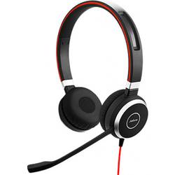 Jabra Evolve 40 MS Stereo telefon Sluchátka On Ear kabelová stereo černá, červená Potlačení hluku Vypnutí zvuku mikrofonu