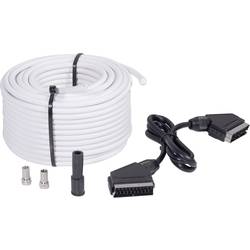 BKL Electronic SAT kabel [1x F zástrčka, SCART zástrčka - 1x F zástrčka, SCART zástrčka] 25.00 m 75 dB černá, bílá