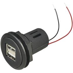 ProCar Vestavná dvojitá zásuvka USB Proudová zatížitelnost (max.)=5 A Vhodný pro USB A Zásuvka 12 V na 5 V, 24 V na 5 V