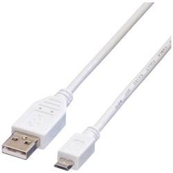 Value USB kabel USB 2.0 USB-A zástrčka, USB Micro-B zástrčka 0.80 m bílá stíněný 11.99.8754