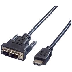 Value DVI kabel DVI-D 18 + 1 pól Zástrčka, Zástrčka HDMI-A 2.00 m černá 11.99.5522 stíněný DVI kabel