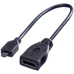 Roline HDMI kabel Zásuvka HDMI-A, Zástrčka HDMI Micro-D 0.15 m černá 11.04.5584 stíněný HDMI kabel