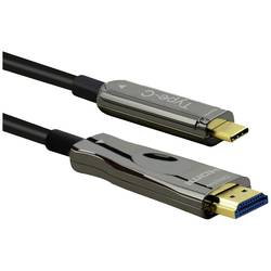 Roline USB-C® / HDMI / optické vlákno kabelový adaptér USB-C ® zástrčka, Zástrčka HDMI-A 30.00 m černá 14.01.3474 Ultra HD (4K) HDMI HDMI kabel