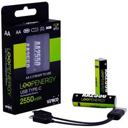 Verico LoopEnergy AA USB-C® 2550mWh akumulátor AA, Li-Ion akumulátor, 1700 mAh, 1.5 V, 2 ks