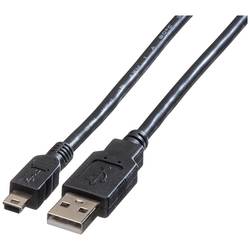 Roline USB kabel USB 2.0 USB-A zástrčka, USB Mini-B zástrčka 3.00 m černá stíněný 11.02.8730