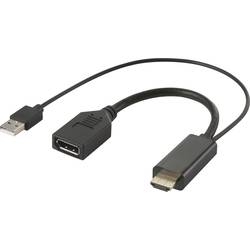 Renkforce RF-4777274 HDMI / DisplayPort adaptér [1x HDMI zástrčka, USB 2.0 zástrčka A - 1x zásuvka DisplayPort] černá Ultra HD (4K) HDMI, DisplayPort 1.2 0.15 m