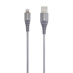 Skross USB kabel USB 2.0 USB-C ® zástrčka, Apple Lightning konektor 2.00 m Space Grau kulatý, flexibilní provedení, látkový potah SKCA0016C-MFI200CN