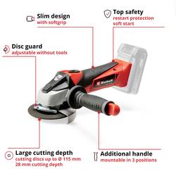 Einhell Power X-Change TE-AG 18/115 Li-Solo 4431110 Akumulátorová úhlová bruska 115 mm, bez akumulátoru, bez nabíječky, 3000 mAh