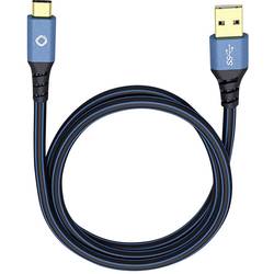 USB 3.0 [1x USB 3.0 zástrčka A - 1x USB-C® zástrčka] 3.00 m modrá pozlacené kontakty Oehlbach USB Plus C3