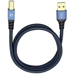 USB 2.0 [1x USB 2.0 zástrčka A - 1x USB 2.0 zástrčka B] 7.50 m modrá pozlacené kontakty Oehlbach USB Plus B