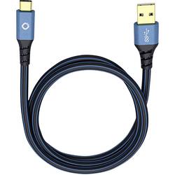 USB 3.0 [1x USB 3.0 zástrčka A - 1x USB-C® zástrčka] 0.50 m modrá pozlacené kontakty Oehlbach USB Plus C3