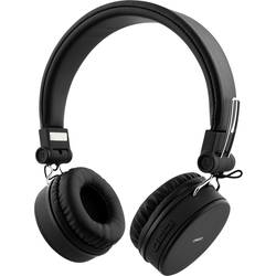 STREETZ HL-BT400 Sluchátka On Ear Bluetooth® stereo černá Indikátor nabití, složitelná, headset, regulace hlasitosti